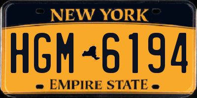 NY license plate HGM6194