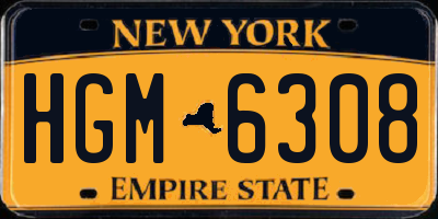 NY license plate HGM6308