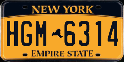 NY license plate HGM6314