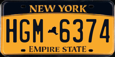 NY license plate HGM6374