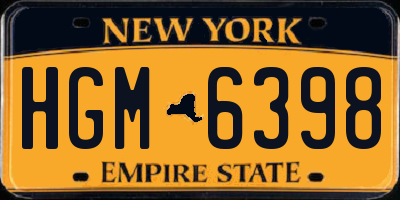 NY license plate HGM6398