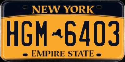 NY license plate HGM6403