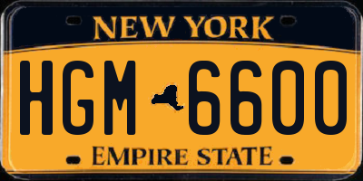 NY license plate HGM6600