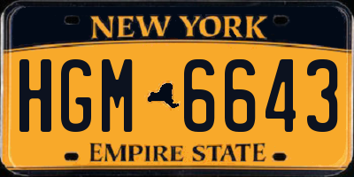 NY license plate HGM6643