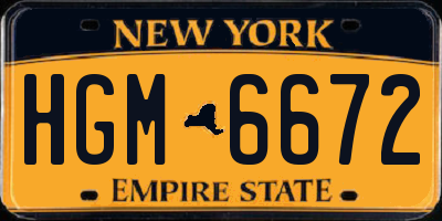 NY license plate HGM6672