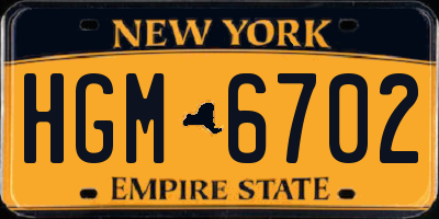 NY license plate HGM6702