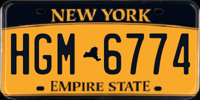 NY license plate HGM6774