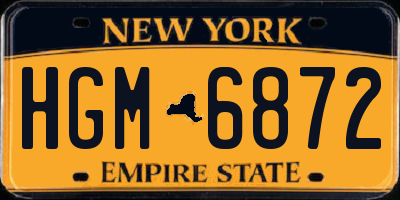 NY license plate HGM6872