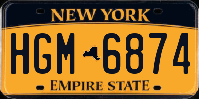 NY license plate HGM6874