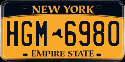 NY license plate HGM6980