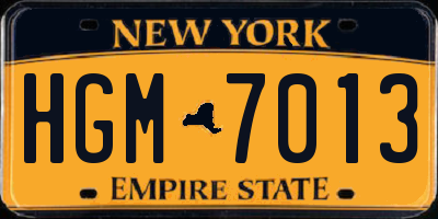 NY license plate HGM7013