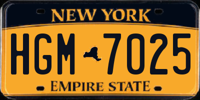 NY license plate HGM7025