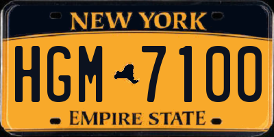 NY license plate HGM7100