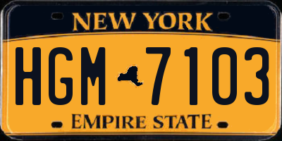 NY license plate HGM7103