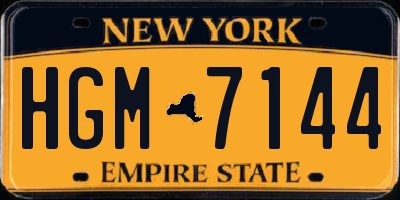NY license plate HGM7144