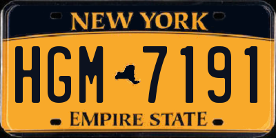 NY license plate HGM7191