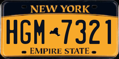 NY license plate HGM7321