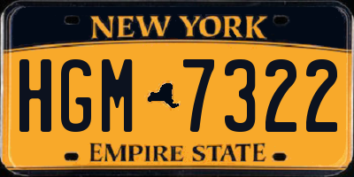 NY license plate HGM7322