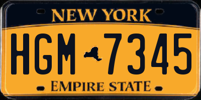 NY license plate HGM7345