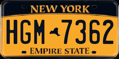 NY license plate HGM7362