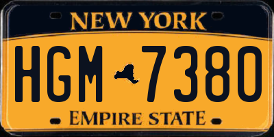 NY license plate HGM7380