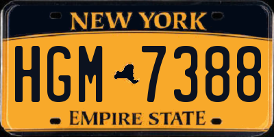 NY license plate HGM7388