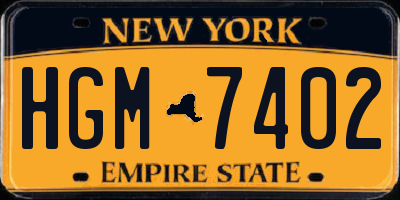 NY license plate HGM7402