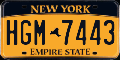 NY license plate HGM7443