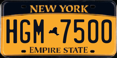 NY license plate HGM7500