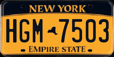 NY license plate HGM7503