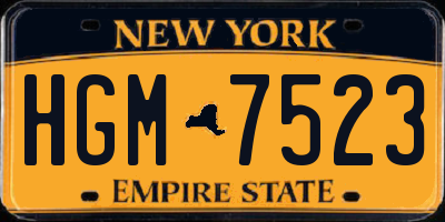 NY license plate HGM7523