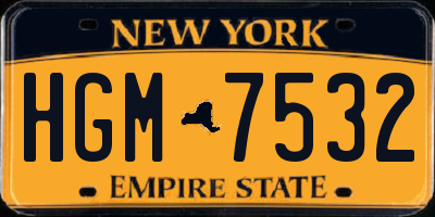 NY license plate HGM7532