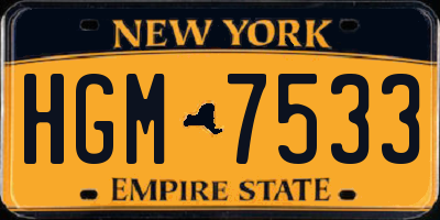 NY license plate HGM7533