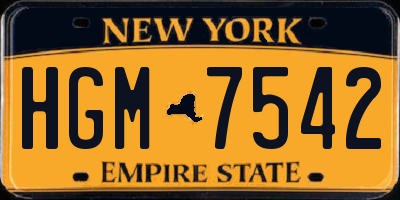 NY license plate HGM7542