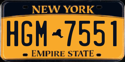 NY license plate HGM7551