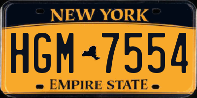 NY license plate HGM7554