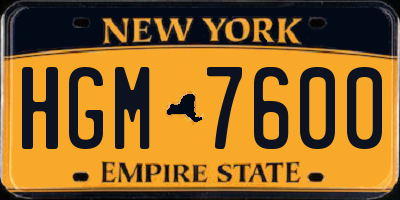 NY license plate HGM7600