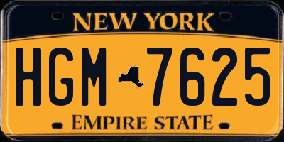 NY license plate HGM7625