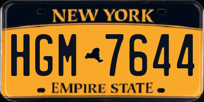 NY license plate HGM7644