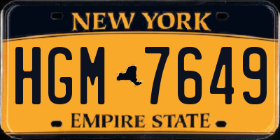 NY license plate HGM7649