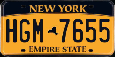 NY license plate HGM7655