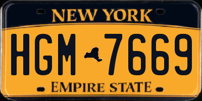 NY license plate HGM7669