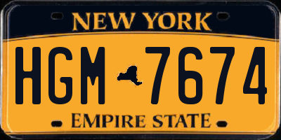 NY license plate HGM7674