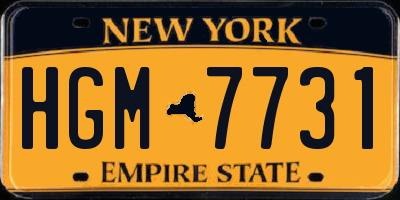 NY license plate HGM7731