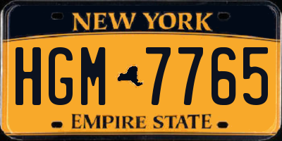 NY license plate HGM7765