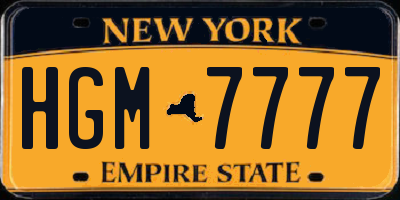 NY license plate HGM7777