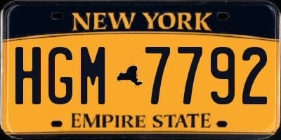 NY license plate HGM7792