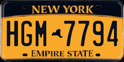 NY license plate HGM7794