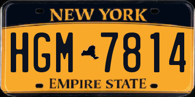 NY license plate HGM7814