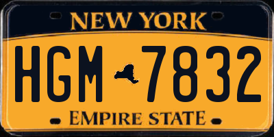 NY license plate HGM7832